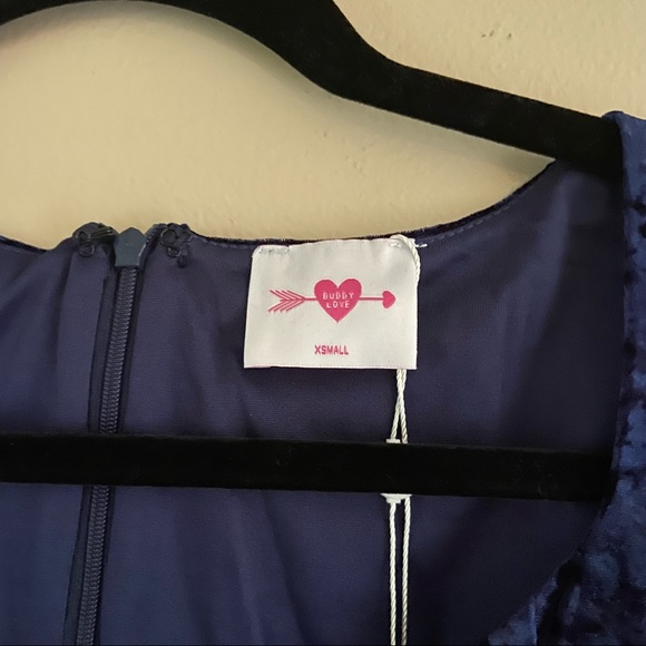 BuddyLove• Dakota fired crushed velvet navy blue mini dress nwt - Picture 6 of 10
